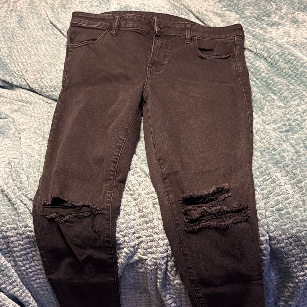 Distressed Black Women Jeans